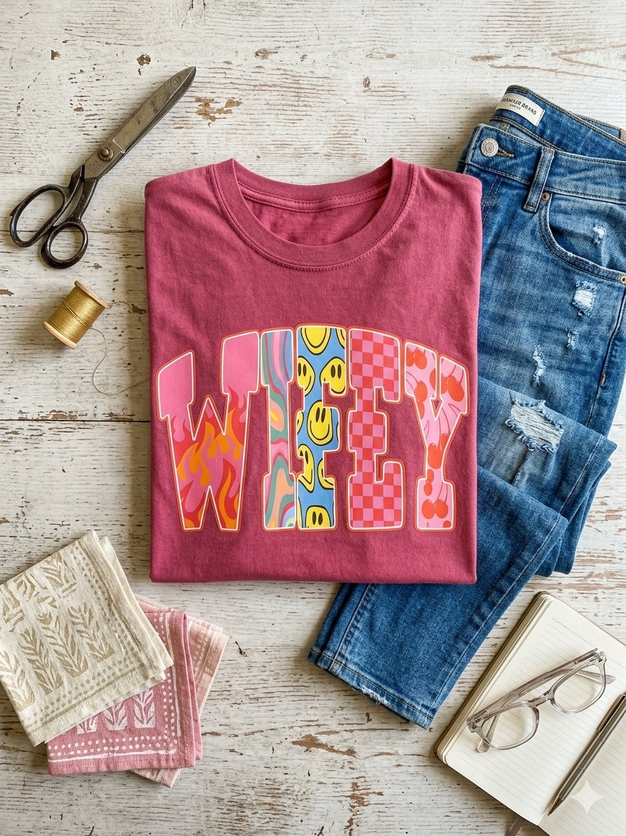 Retro Psychedelic Y2K Wifey Tee